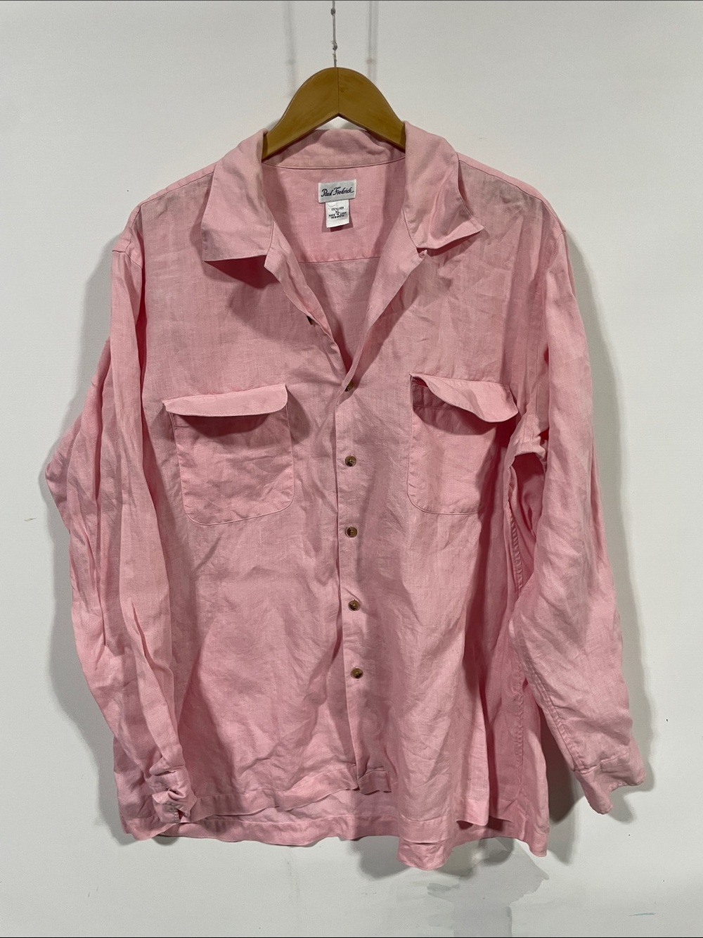 Paul Fredrick Pink Casual Button-Down linen Shirt